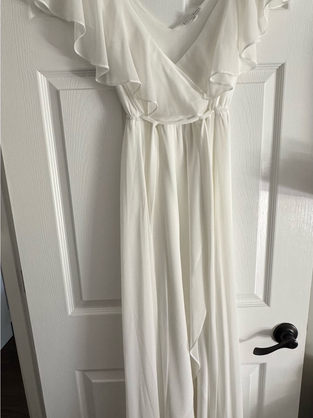 Baltic Born Ivory Ruffle V-Neck Maxi Dress